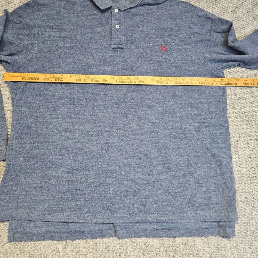 Polo Ralph Lauren Long Sleeve Polo‎ Shirt Blue Heathered Mens XXL Tall